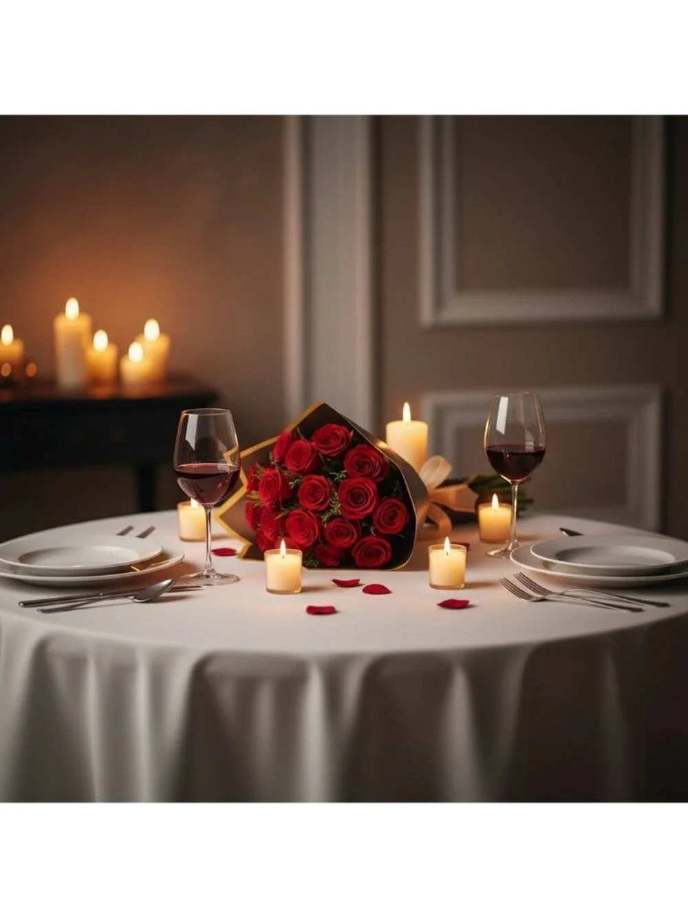 Dozen Dark Red Artificial Roses Bouquet Valentines Day Gift for Wife Romantic We